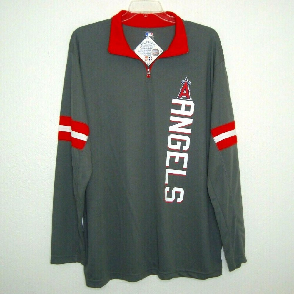 NWT MLB Los Angeles Angels 1/4 Zip Waffle Knit Pullover Size 2XL